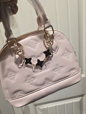 Source Unknown Pale Pink Embossed Satchel with Gold Hardware